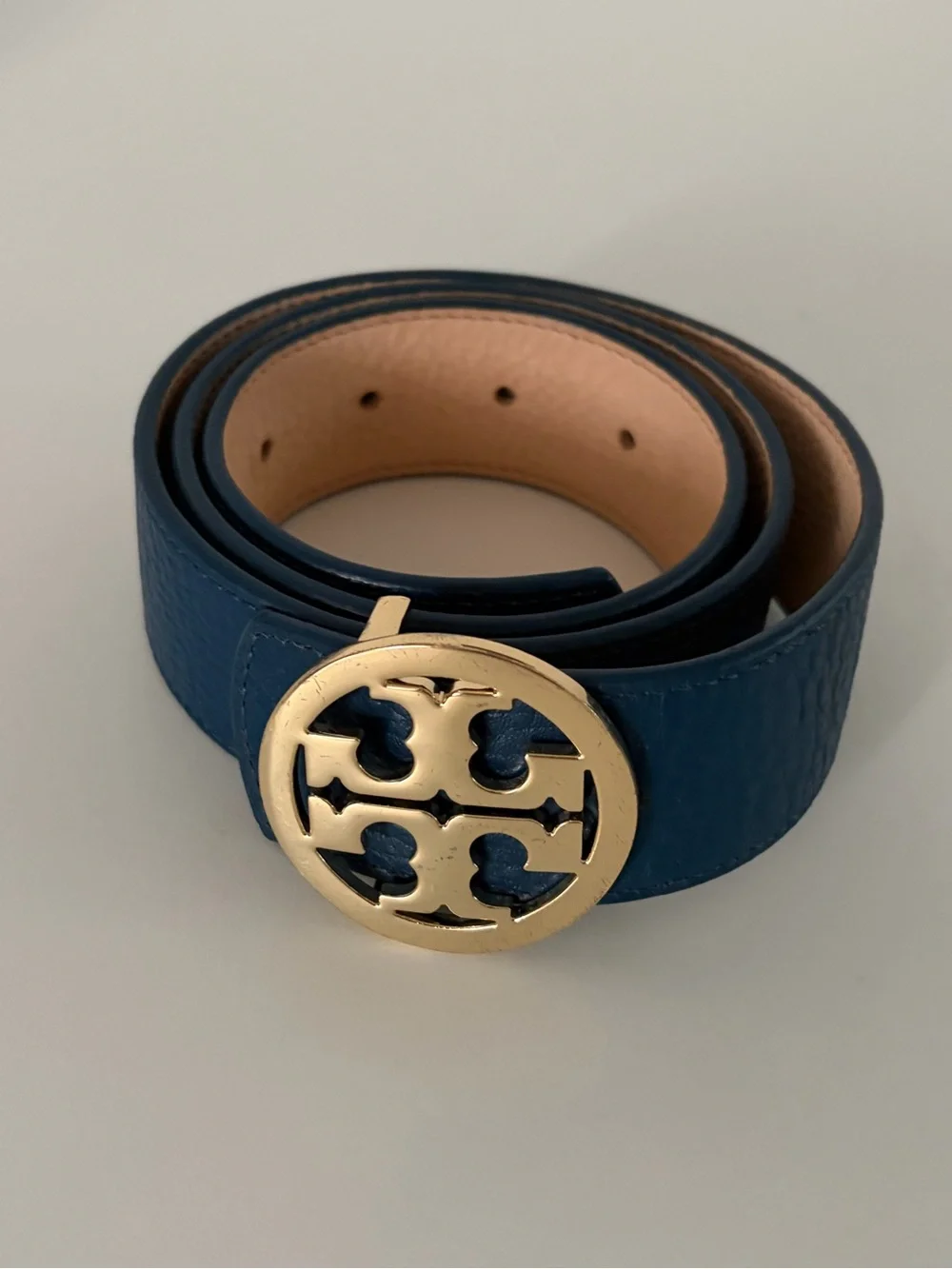 Tory Burch Reversible Leather Buckle Gold Belt
